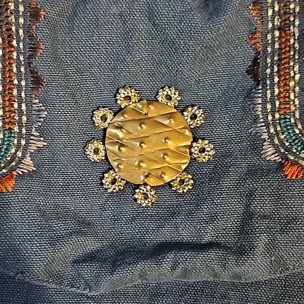 VTG EARTHBOUND Embroidered Brass Sequin Cloth Festival Crossbody Hippie Bag - Picture 10 of 13